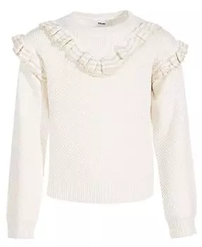 Пуловер с двумя рюшами для больших девочек Epic Threads, белый