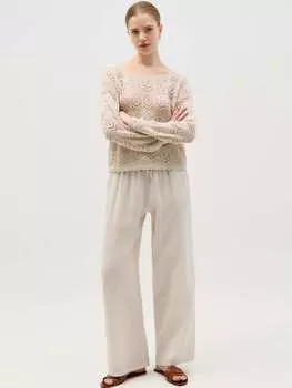 Пуловер с геометрическим рисунком трафората Hybrid, цвет sand