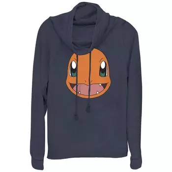 Пуловер с изображением большого лица Pokmon Charmander для юниоров Licensed Character, темно-синий