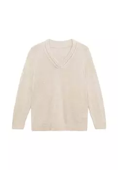 Пуловер с изысканным V-образным вырезом sheego, цвет Beigefarben Meliert