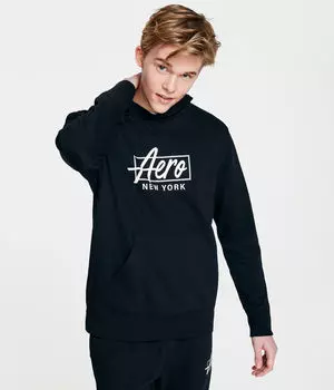 Пуловер с капюшоном Aero New York Box Aeropostale, черный