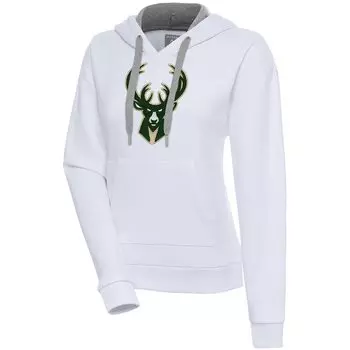 Пуловер с капюшоном Antigua Milwaukee Bucks, белый