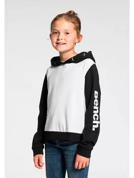 Пуловер с капюшоном Bench, черный/белый