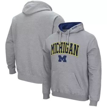 Пуловер с капюшоном Colosseum Michigan Wolverines, серый