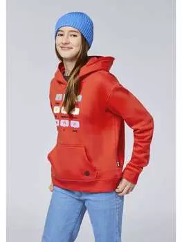 Пуловер с капюшоном emoji, красный