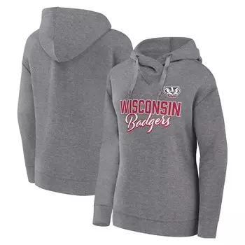 Пуловер с капюшоном Fanatics Branded Wisconsin Badgers, серый