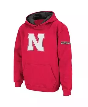 Пуловер с капюшоном и большим логотипом Big Boys Scarlet Nebraska Huskers Colosseum, красный