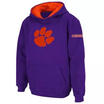Пуловер с капюшоном и большим логотипом Youth Stadium Athletic фиолетового цвета Clemson Tigers Unbranded