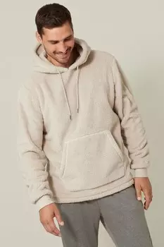 Пуловер с капюшоном из овчины-флиса Next