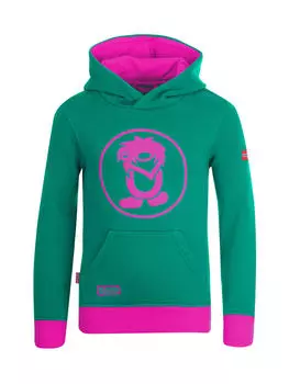 Пуловер с капюшоном Trollkids, цвет smaragdgrn/rot