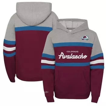 Пуловер с капюшоном Youth Mitchell & Ness Бордовый Colorado Avalanche Head Coach, цвет Ava Med Re