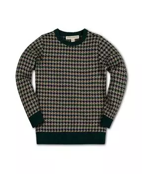 Пуловер с круглым вырезом и длинными рукавами интарсии для маленьких мальчиков Hope & Henry, коричневый