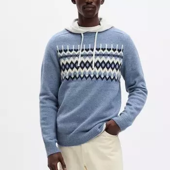 Пуловер с круглым вырезом и жаккардовым узором Gap, голубой