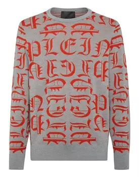 Пуловер с круглым вырезом LS Gothic Plein Philipp Plein, серый