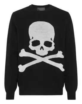 Пуловер с круглым вырезом LS Philipp Plein, черный