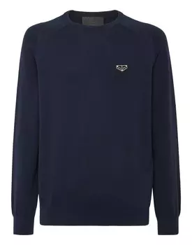 Пуловер с круглым вырезом LS Philipp Plein, темно-синий