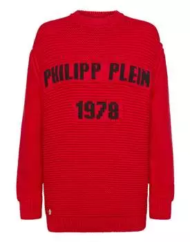 Пуловер с круглым вырезом LS PP1978 PHILIPP PLEIN, красный