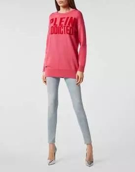 Пуловер с круглым вырезом LS Statement PHILIPP PLEIN, розовый/розовый