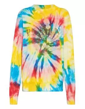 Пуловер с круглым вырезом LS Tie dye PHILIPP PLEIN, мультиколор