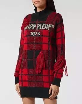 Пуловер с круглым вырезом СС Тартан Philipp Plein, красный