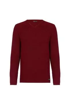 Пуловер с модным V-образным вырезом CIPO & BAXX, цвет Bordeaux