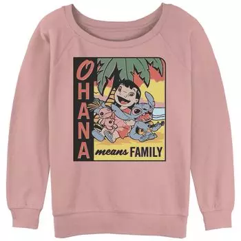 Пуловер с напуском из махрового материала Disney's Lilo & Stitch Juniors' Ohana Means Family Disney