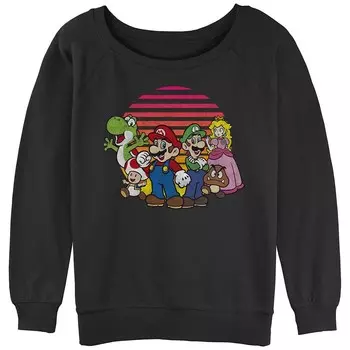 Пуловер с напуском из махровой ткани с рисунком Super Mario Bros Sunset Group для юниоров Licensed Character, черный