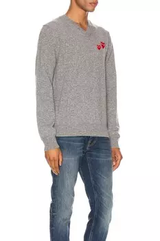 Пуловер с разноцветными сердечками Comme Des Garcons Play, серый
