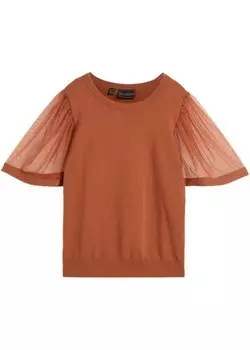 Пуловер с сетчатыми рукавами Bpc Selection, бордовый