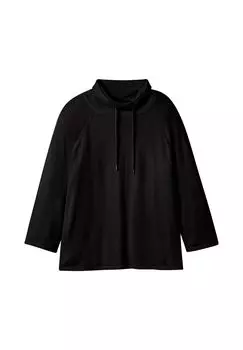 Пуловер с широким воротником стойкой sheego, черный