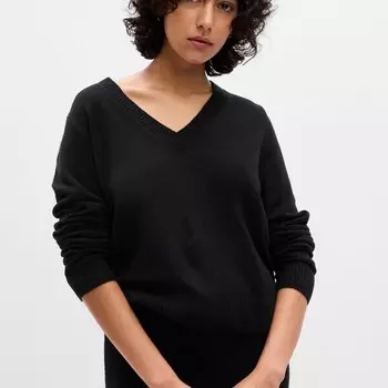 Пуловер с v-образным вырезом Gap, черный