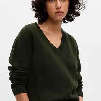 Пуловер с v-образным вырезом Gap, зеленый