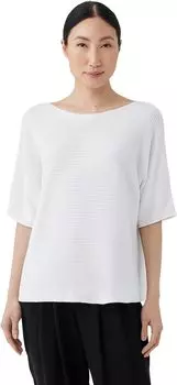 Пуловер с воротником «бато» и рукавами до локтя Eileen Fisher, белый