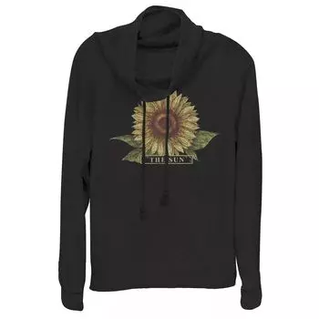 Пуловер с воротником-хомутом и подсолнухом для юниоров