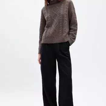 Пуловер с воротником-стойкой с косой вязкой Gap, коричневый