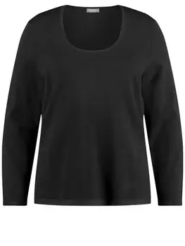 Пуловер SAMOON Langarm Rundhals, черный