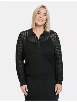 Пуловер SAMOON Langarm Rundhals, черный