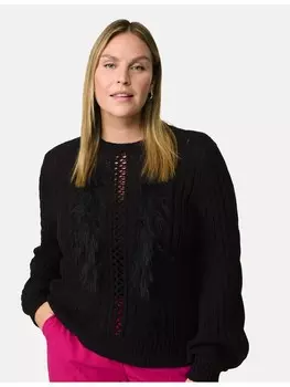 Пуловер SAMOON Langarm Rundhals, черный