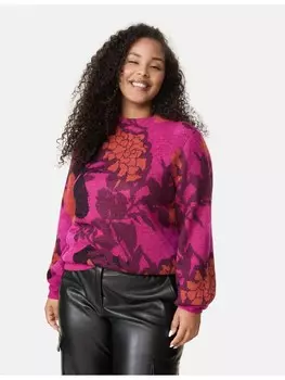 Пуловер SAMOON Langarm Rundhals, цвет amazing pink gemustert