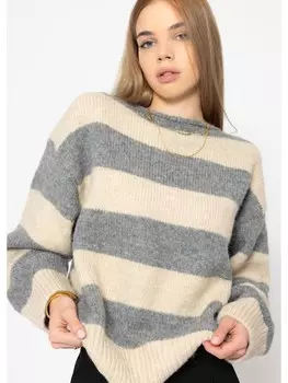 Пуловер SASSYCLASSY Oversize Strick-Pullover, цвет Grau, Beige