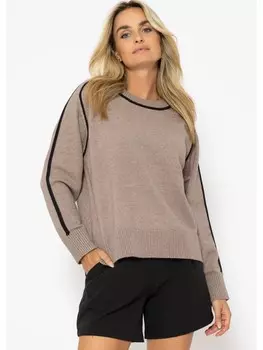 Пуловер SASSYCLASSY Pullover mit Zierblenden, серо-коричневый