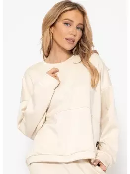 Пуловер SASSYCLASSY Sweatshirt mit Teilungsnhten, белый