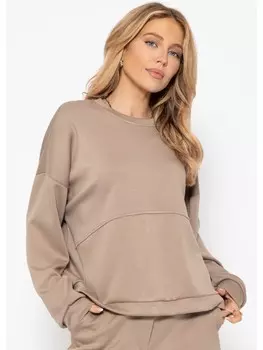 Пуловер SASSYCLASSY Sweatshirt mit Teilungsnhten, серо-коричневый