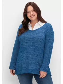 Пуловер sheego, цвет blaubeere meliert