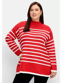 Пуловер sheego, цвет mohnrot/wei