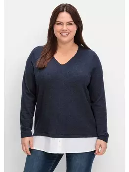 Пуловер sheego, цвет tiefblau meliert