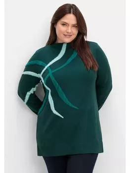 Пуловер sheego, цвет tiefgrn gemustert