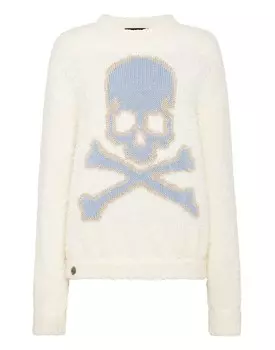 Пуловер Skull&Bones Philipp Plein, цвет Cream + Light Blue