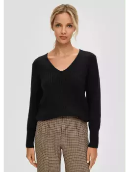 Пуловер sOliver Strick langarm, черный