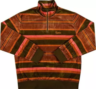 Пуловер Supreme Stripe Velour Half Zip Pullover 'Peach', оранжевый